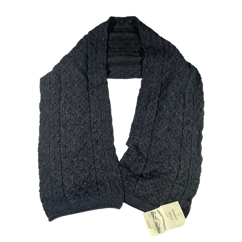 Aran Crafts Irish Wool Honeycomb Knit Scarf 10”x60”